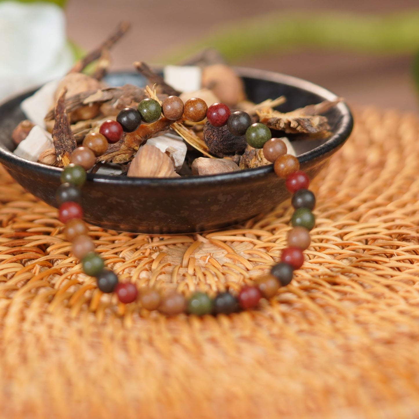 【Five Directions True Qi】Traditional Chinese Medicine Bracelet with Incense Beads, Ancient Recipe Craft Bracelet, Handheld Incense Beads, Natural Herbal Ancient Method