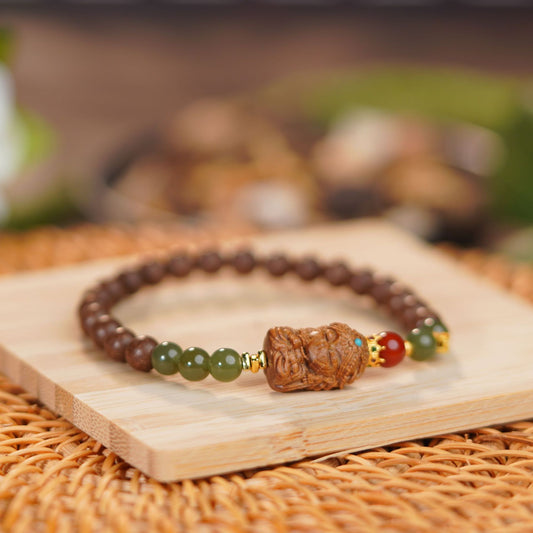 【Long Xianxiang】Traditional Chinese Medicine Bracelet Zaki Hehe Aromatic Beads Ancient Square Skill Bracelet Hand-Held Hehe Aromatic Beads Natural Herbal Ancient